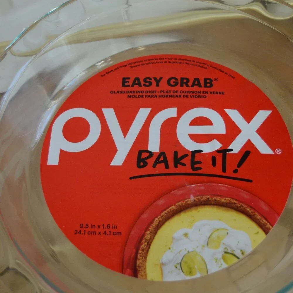 PYREX BAKE IT! Easy Grab Pie GLASS Baking Dish FLUTED EDGE 9.5